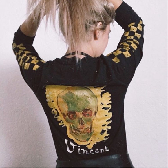 VANS x Van Gogh Museum • Skull Tee long sleeve shirt black yellow limited ed - Picture 4 of 16